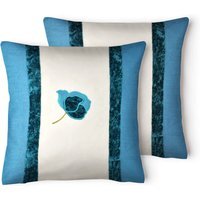 Floral Velvet Cushion - Teal