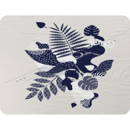 Prints Of Navy Autumn Leaves Blanket - Blue - thumbnail 2