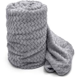 Snug Soft Chevron Patterned Blanket Mink Throw  - Silver / 127x152 - thumbnail 4