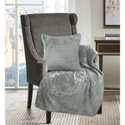 Snug Soft Chevron Patterned Blanket Mink Throw  - Silver / 127x152 - thumbnail 2