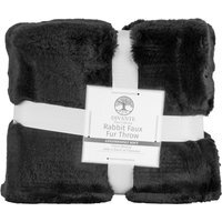 Rabbit Faux Fur Throw - Black / Medium