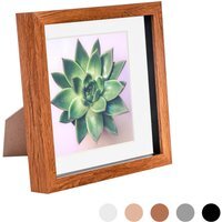 "3D Box Photo Frame - 8 x 8"" with 6 x 6"" Mount - Dark Wood"