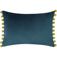 Fiesta Velvet Cushion 35 x 50cm - Indigo-Olive / Feather