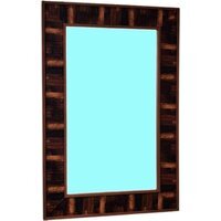 Antique Wall Mirror Hall Bricks Style Frame - Brown