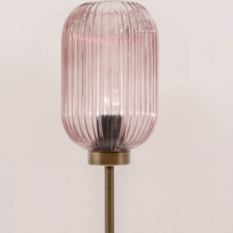 Coral Table Lamp Pink Glass Shade with Brass Base - Pink - thumbnail 2
