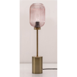 Coral Table Lamp Pink Glass Shade with Brass Base - Pink - thumbnail 3