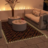 Outsunny Reversible Outdoor RV Rug with LED String Light - Brown and Black - image 1
