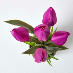 Homescapes Dark Purple Artificial Tulips Grey Decorative Stone Pot, 27 cm - Purple - thumbnail 3