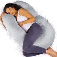 C Shaped Pregnancy Pillow, Memory Foam Maternity Cushion Machine Washable - Light Grey