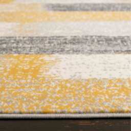 Distressed Striped Block Living Room Rug - Ochre / 240 x 60cm - thumbnail 2