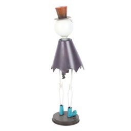 Dapper Metal Skeleton Ornament with Top, Hat Cape Halloween Decor - White - thumbnail 4