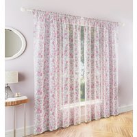 Pair of Mia Pink Floral Print Sheer Voile Panels - Pink / 137cm - thumbnail 1