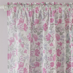 Pair of Mia Pink Floral Print Sheer Voile Panels - Pink / 137cm - thumbnail 3
