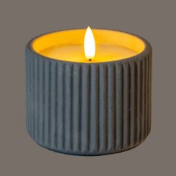 Luxe Collection Natural Glow Chalk Ribbed LED Candle, Medium - White - thumbnail 2