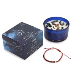 Leo Zodiac Crystal Candle with Gemstone Bracelet Citrine Ginger Fragrance - Blue - thumbnail 3