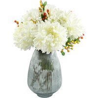 Artificial Chrysanthemum Flower Arrangement With Glass Vase - Grey