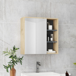 HOMCOM Bathroom Wall Mounted Mirror Cabinet Natural - thumbnail 4