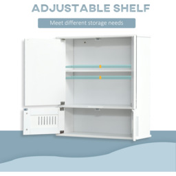 kleankin Bathroom Mirror Cabinet Wall Mount Storage Cupboard - White - thumbnail 4