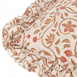 Linen Filigree Printed Ruffle Cushion - Linen/Ochre / Feather - thumbnail 4