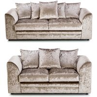 Swift Crushed Velvet 3 And 2 Seater Sofa Set - Champagne