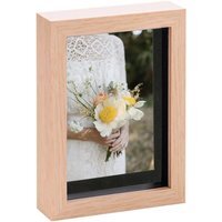 "3D Box Photo Frame - 5x7"" with 4x6"" Mount - Light Wood/Black / 0.61kg" - thumbnail 1