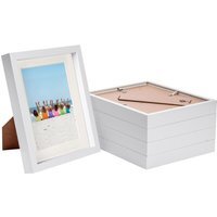"8x10"" White 3D Box Photo Frame - 5x 7"" Mount - Pack of 5 - White/Ivory" - thumbnail 1