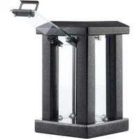 Large Granite Candle Lantern - Square Outdoor Lantern for Garden, Terrace - Black - image 1