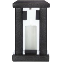 Large Granite Candle Lantern - Square Outdoor Lantern for Garden, Terrace - Black - thumbnail 2