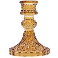 Vintage Amber Dinner Candle Holder Antique Style, Warm Ambiance - Brown - image 1