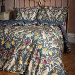 Liberty Floral Birds Luxury Cotton Duvet Cover Set - Navy / Double - thumbnail 2