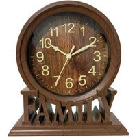 Vintage Family Non Ticking Desk Clock Retro Mantel Clocks Dark Brown - Brown