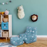 Kids Printed Bean Chair with Footstool - Rex