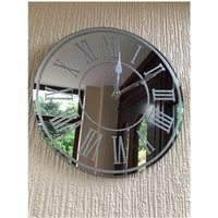 Round Sparkle Glitter Mirrored Wall Clock - Silver