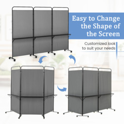 3-Panel Folding Room Divider - Grey - thumbnail 4