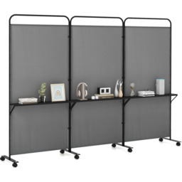 3-Panel Folding Room Divider - Grey - thumbnail 2