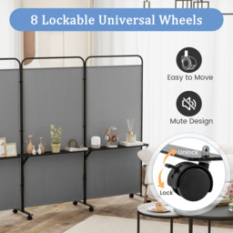 3-Panel Folding Room Divider - Grey - thumbnail 5