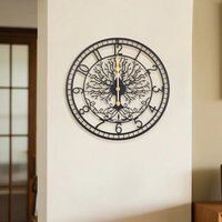 Metal Minimalist Arabic Numerals Wall Clock - Black - thumbnail 1