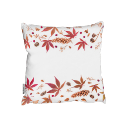 Autumn Leaves Half Border Outdoor Cushion - Pink / 60cm - thumbnail 2