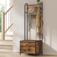 Coat Rack with Shoe Storage Bench - Rustic Brown - Rustic Brown