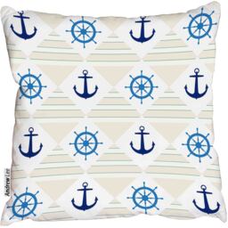 Nautical seamless pattern with anchor and ship wheel Outdoor Cushion - Blue / 60cm - thumbnail 2