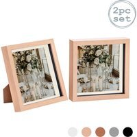 "3D Box Photo Frame - 8 x 8"" with 6 x 6"" Mount - Pack of 2 - Brown" - thumbnail 1