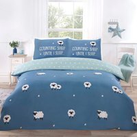 Counting Sheep Microfibre Duvet Set - Blue / Single - thumbnail 1