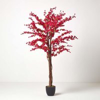 Homescapes Artificial Blossom Tree - Cerise Pink Silk Flowers - 5 Feet - Cerise pink - thumbnail 1