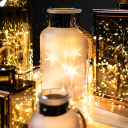 Stylish Decor Frosted Glass Lantern with Rope Detail - Grey - thumbnail 2