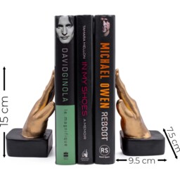 Resin Open Palm Hands Bookends Set - Gold - thumbnail 2