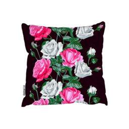 Pattern Of Pink And White Flowers Outdoor Cushion - Black / 60cm - thumbnail 2
