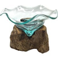 Molten Glass Fancy Sweet Bowl on Wood - Brown