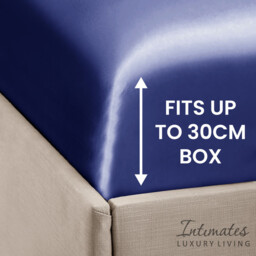 Intimates Satin Silky Bedding Sets with Duvet Cover, Fitted Sheet, Pillowcases - Navy / King - thumbnail 5
