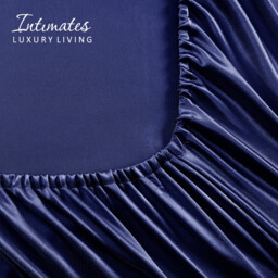 Intimates Satin Silky Bedding Sets with Duvet Cover, Fitted Sheet, Pillowcases - Navy / King - thumbnail 3