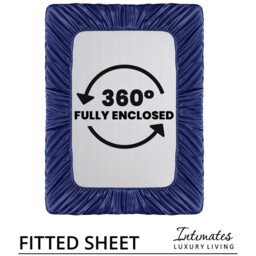 Intimates Satin Silky Bedding Sets with Duvet Cover, Fitted Sheet, Pillowcases - Navy / King - thumbnail 4
